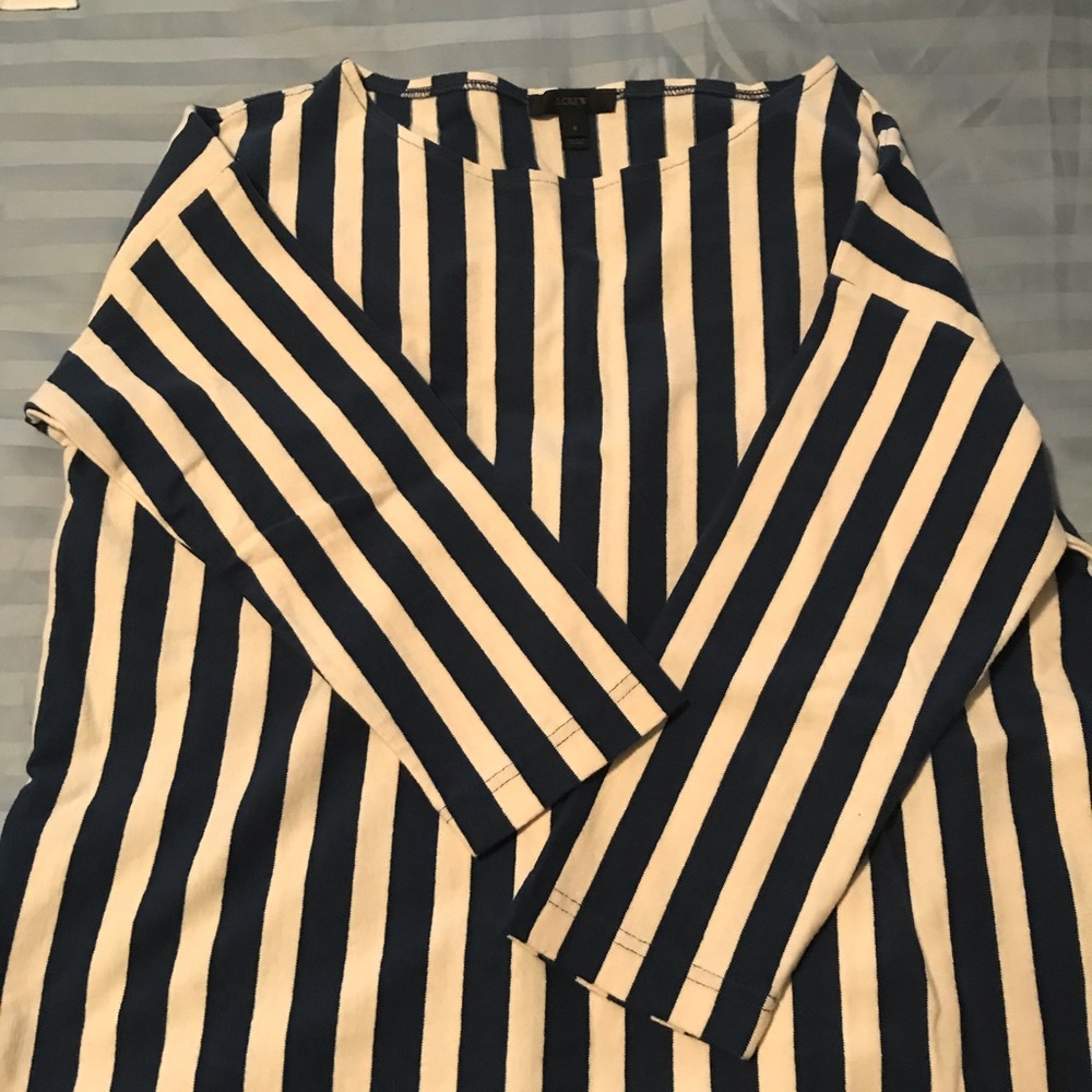J. Crew Navy and White Striped Long-Sleeve Top